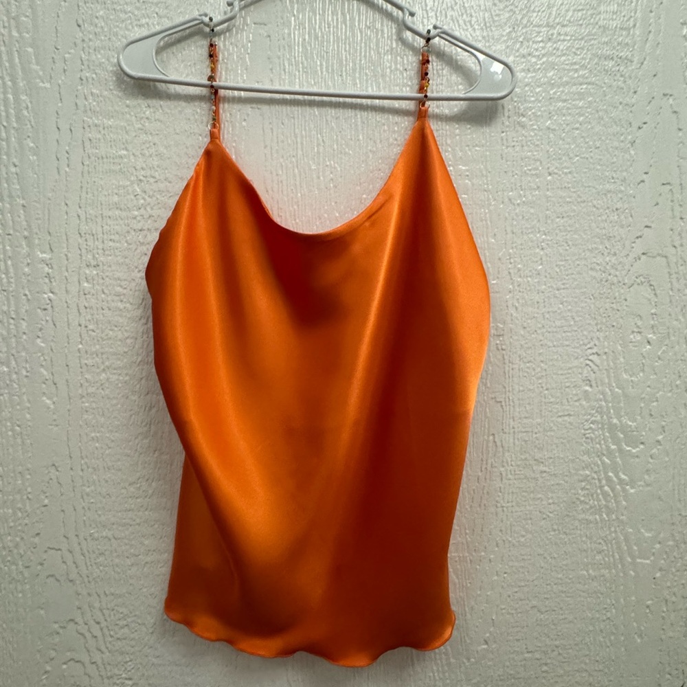 Nicole Miller New York Silky Too Beaded strap Sexy Going Out Blouse 90s inspired